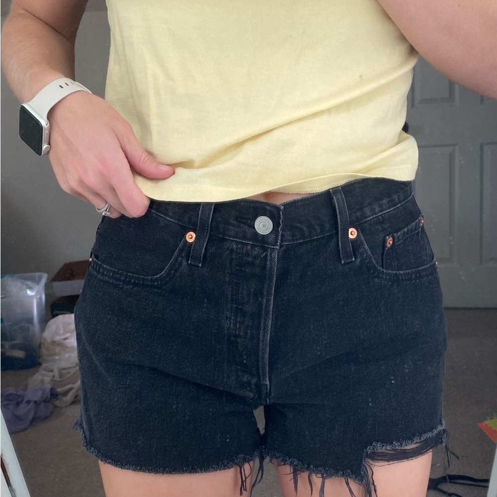 Classic Levi 501 Black Denim Shorts